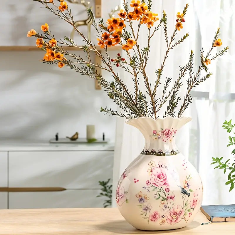 Vintage-Inspired Ceramic Vase for Fresh Flowers - Elegant Home Decor