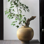 Rustic Ceramic Cylinder Vase - Minimalist Farmhouse Boho Decor For Dining Table