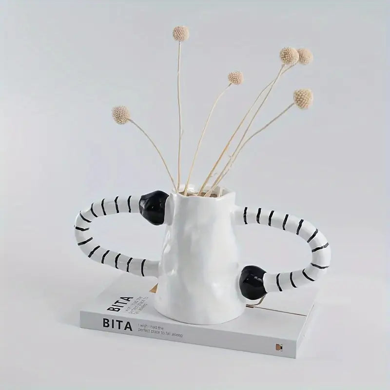 Farmhouse Ceramic Vase - Unique Home Decor Cylinder Flower Vase