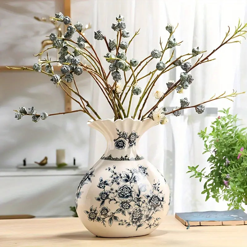 Vintage-Inspired Ceramic Vase for Fresh Flowers - Elegant Home Decor