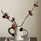 Farmhouse Ceramic Vase - Unique Home Decor Cylinder Flower Vase